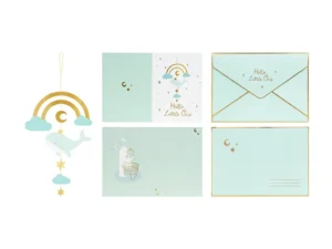 Kartka z zawieszką Wieloryb 14x20 cm jasny tiffany blue