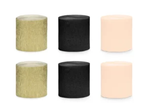 Krepa 5cm:10m, zestaw 6 szt. mix czarno-złote (1 op. : 6 szt.)