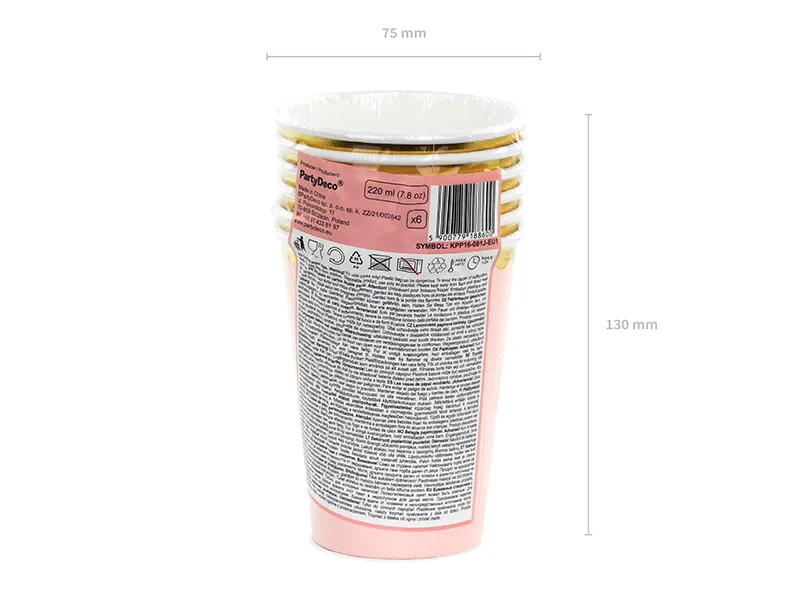 Kubeczki, j. róż, 220ml (1 op. : 6 szt.)