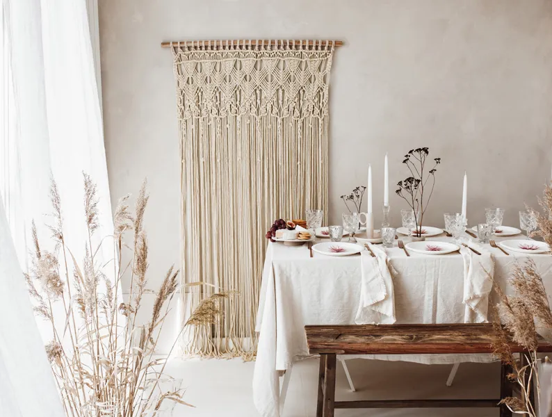 Makrama, złamana biel 94.5x171cm