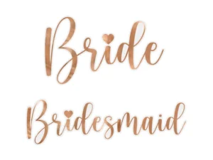 Naklejki na kieliszki ''Bride & Bridesmaid'' rosegold 6szt.