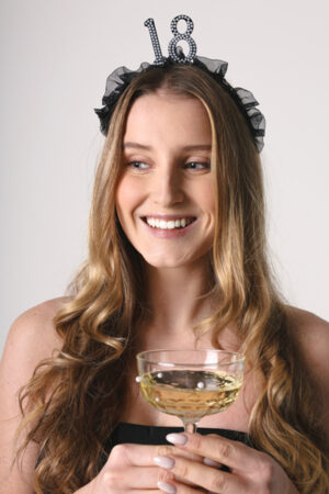 Opaska ''18' z falbanką i perełkami