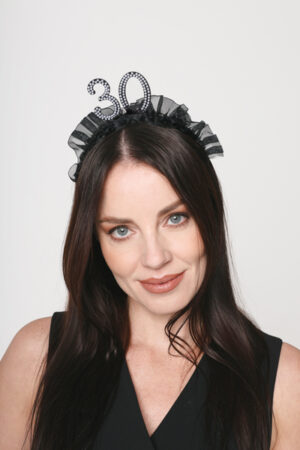 Opaska ''30' z falbanką i perełkami