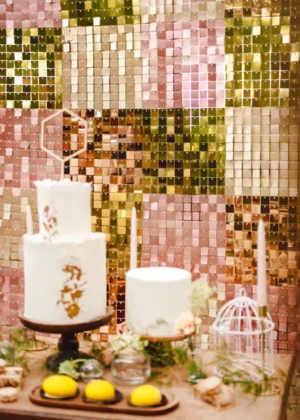 Panel cekinowy, kwadraty, miedziany, 30x30cm