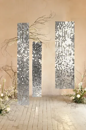 Panel cekinowy, kwadraty, srebrny 30x30 cm