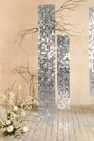 Panel cekinowy, kwadraty, srebrny, 30x30cm