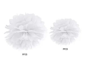 Pompon bibułowy, biały