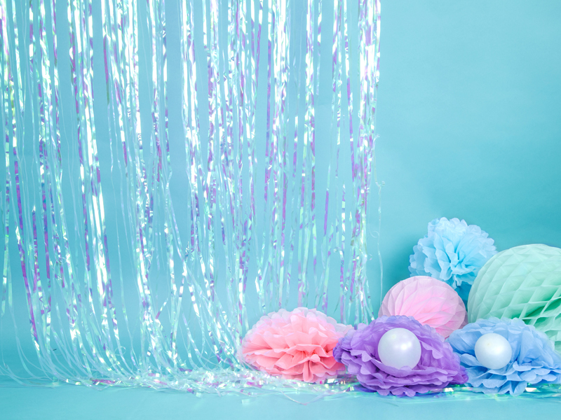 Pompon bibułowy j. mgl. nieb. 25cm,