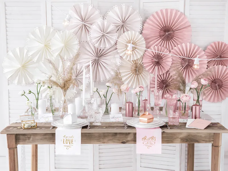 Rozety dekoracyjne brudny róż (1 op. : 3 szt.)