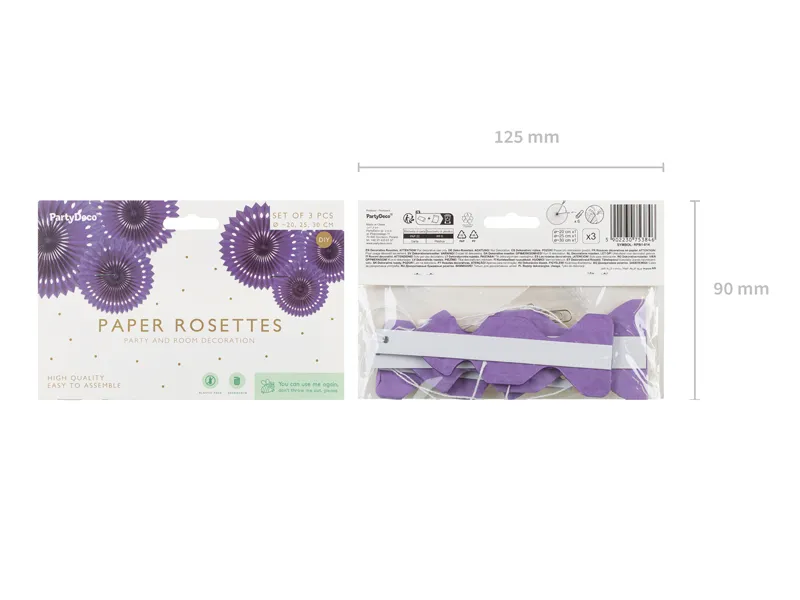 Rozety dekoracyjne, fiolet 20-30 cm