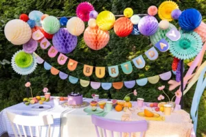 Rozety dekoracyjne, miętowy, 20-30 cm (1 op. : 3 szt.)