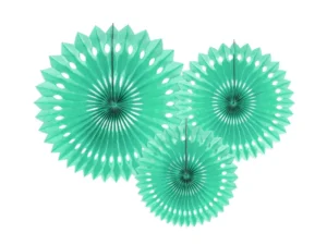 Rozety dekoracyjne, miętowy 20-30cm (1 op. : 3 szt.)