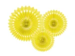 Rozety dekoracyjne żółty 20-30cm (1 op. : 3 sztuki