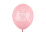 Balony 30 cm happy birthday Pastel Baby Pink