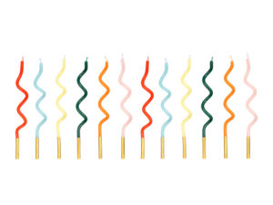 Świeczki urodzinowe zakręcone Tęcza 14 cm mix