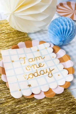 Serwetki papierowe I am one today Miś, beżowe 33x33 cm (1 op. : 12 szt.)