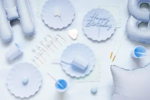 Serwetki z falbanką, 33x33cm mglisty niebieski (1 op. : 12 szt.)