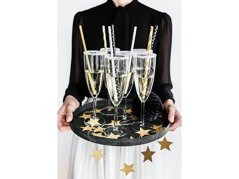 Słomki papierowe, czarny 19,5cm (1 op. : 10 szt.)