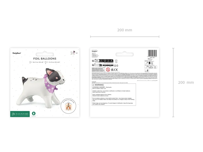 Stojący balon foliowy Buldog, 75x57 cm