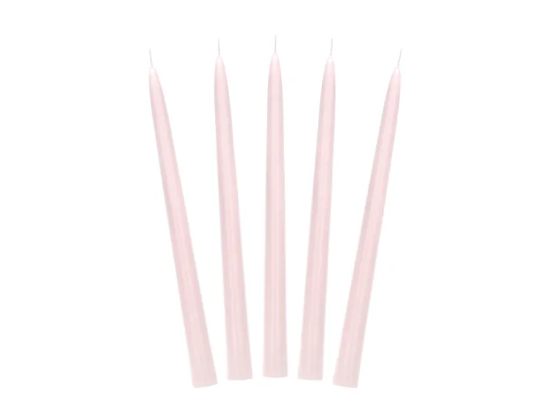 Świeca stożkowa matowa, brudny róż 24 cm (1 op. : 10 szt.)