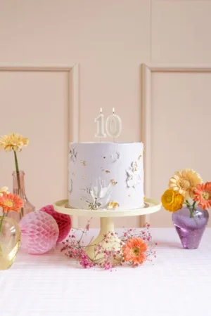 Świeczka urodzinowa Cyferka 0, beż, 6cm