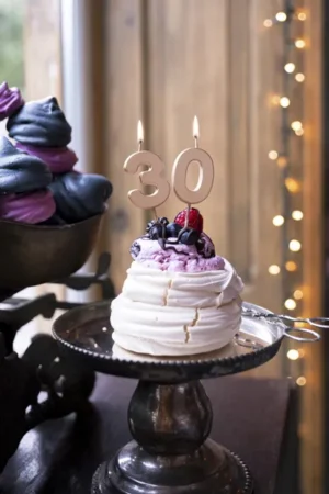 Świeczka urodzinowa Cyferka 0, różowe złoto, 4.5 cm