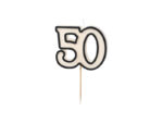 Świeczka urodzinowa liczba 50, 5,5cm, biało-czarny