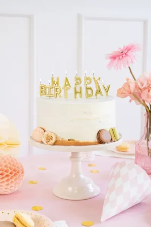 Świeczki urodzinowe Happy Birthday, 2.5 cm złoty (1 op. : 13 szt.)