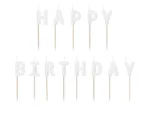 Świeczki urodzinowe Happy Birthday 2.5cm biały (1 op. : 13 szt.)