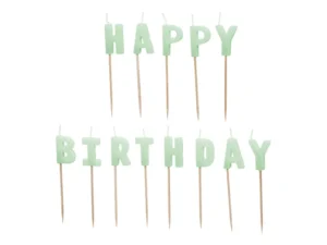 Świeczki urodzinowe Happy Birthday, 2,5 cm jasny zielony (1 op. : 13 szt.)