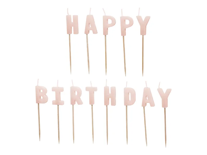 Świeczki urodzinowe Happy Birthday, 2,5 cm różowy (1 op. : 13 szt.)