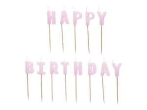 Świeczki urodzinowe Happy Birthday, 2,5cm, fioletowy