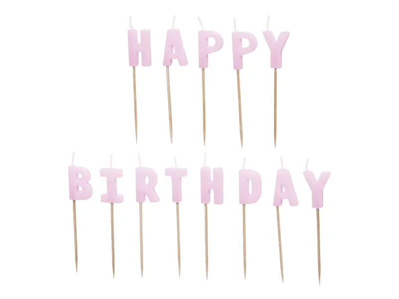 Świeczki urodzinowe Happy Birthday, 2,5cm, fioletowy