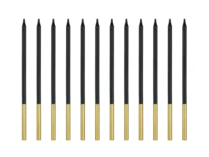 Świeczki urodzinowe gładkie, czarny 14cm (1 op. : 12 szt.)