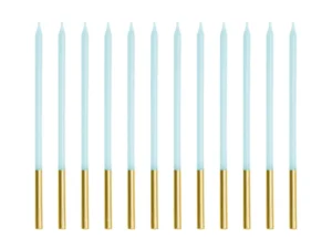 Świeczki urodzinowe gładkie, jasny błękit 14cm (1 op. : 12 szt.)