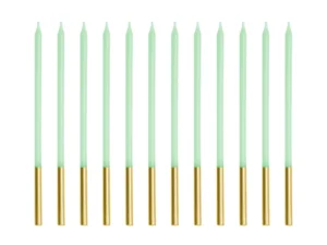 Świeczki urodzinowe gładkie, jasny zielony 14cm (1 op. : 12 szt.)