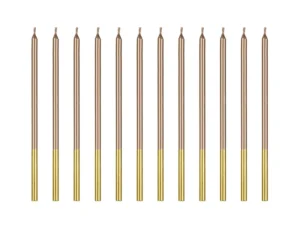 Świeczki urodzinowe gładkie, różowe złoto 14 cm (1 op. : 12 szt.)