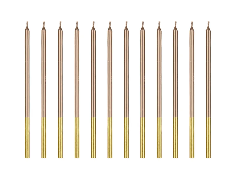 Świeczki urodzinowe gładkie, różowe złoto 14 cm (1 op. : 12 szt.)