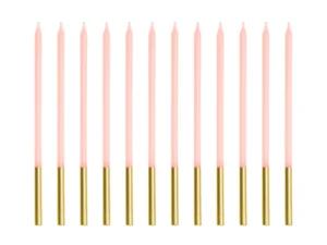 Świeczki urodzinowe gładkie, różowy 14cm (1 op. : 12 szt.)