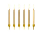 Świeczki urodzinowe gładkie złoty, 6 cm (1 op. : 6 szt.)