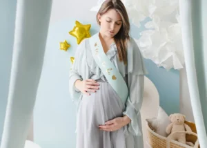 Szarfa Mom to be jasny tiffany blue 75 cm