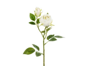 Sztuczny Kwiat - Róża z dwoma pąkami, 55 cm jasny krem