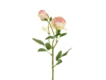 Sztuczny Kwiat - Róża z dwoma pąkami 55 cm, jasny pudrowy róż