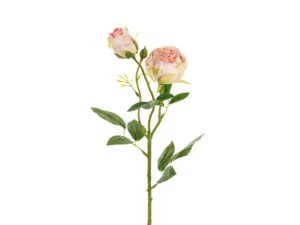 Sztuczny Kwiat - Róża z dwoma pąkami 55 cm, jasny pudrowy róż