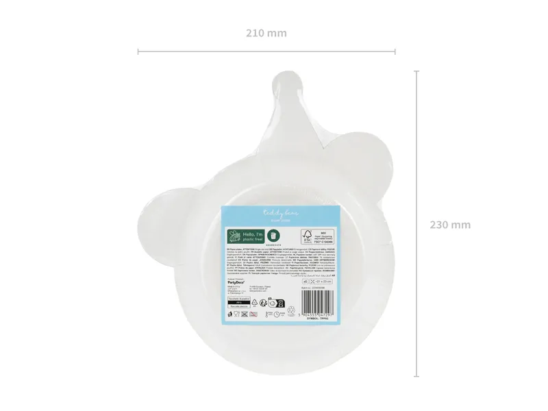 Talerzyki Głowa Misia, mix, 21x23 cm (1 op. : 6 szt.)