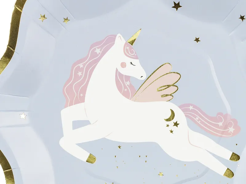 Talerzyki Jednorożec mix 18x18 cm (1 op. : 6 szt.)