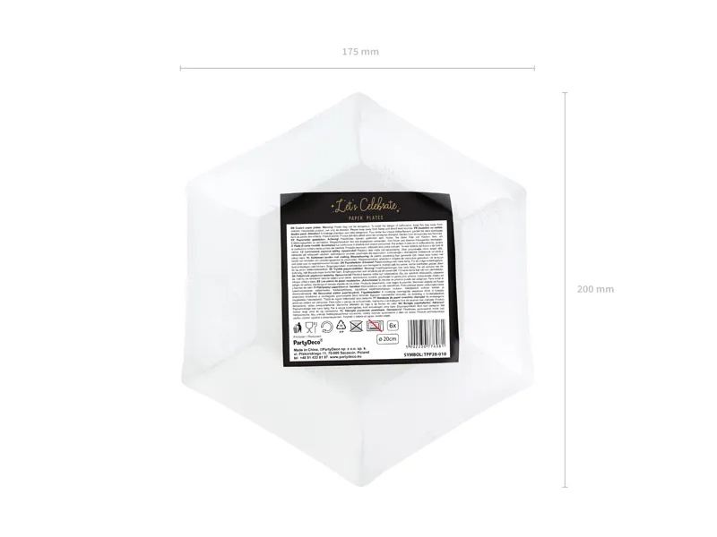 Talerzyki Let's Celebrate, czarny, 20 cm (1 op. : 6 szt.)