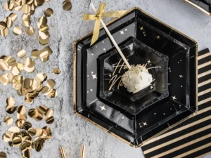 Talerzyki Let's Celebrate, czarny 23cm (1 op. : 6 szt.)