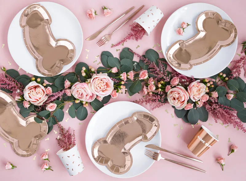 Talerzyki Same penis forever, różowe złoto 26.5x15.5cm (1 op. : 6 szt.)