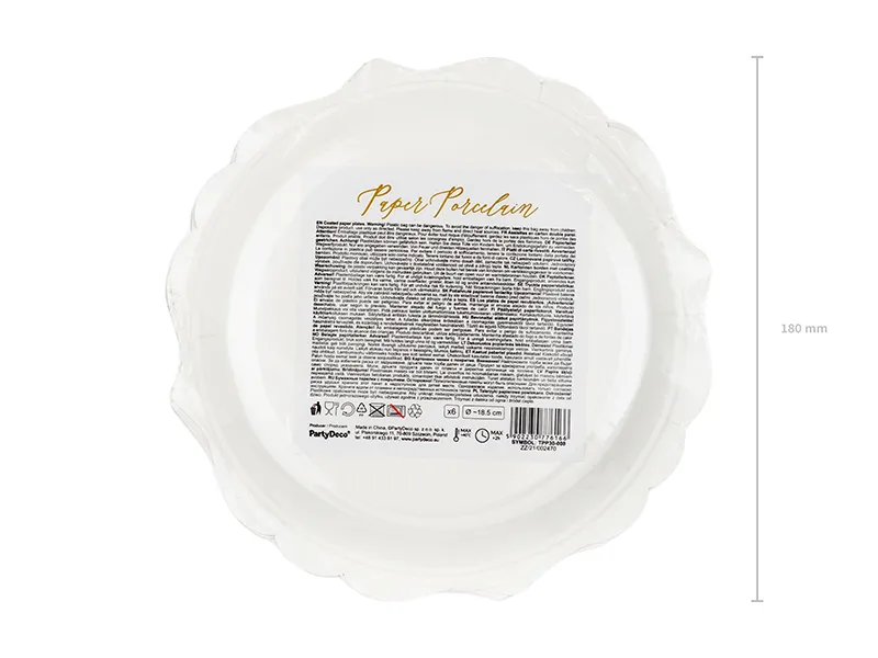 Talerzyki, biały, 18,5 cm (1 op. : 6 szt.)